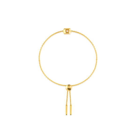 14k Yellow Gold Bezel Diamond Bolo Bracelet - Picture 1 of 1